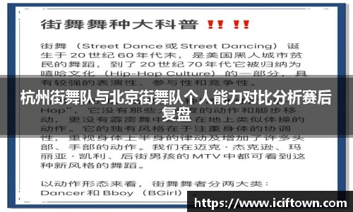 杭州街舞队与北京街舞队个人能力对比分析赛后复盘
